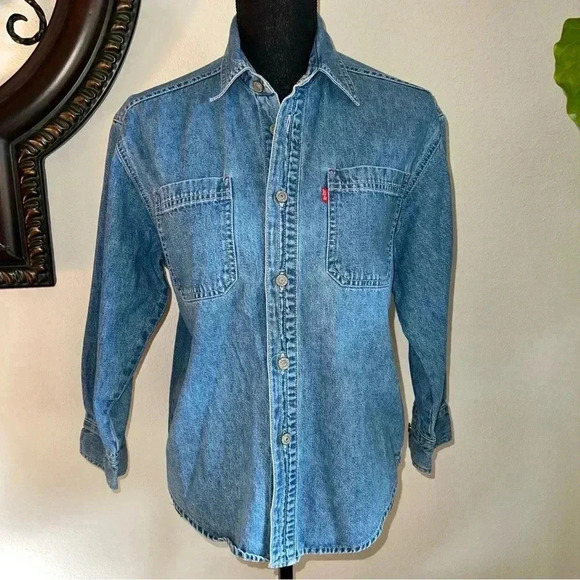 Levi’s Unisex Kids Vintage Denim Button Down Shirt Blouse Size 12-14 Medium - Picture 12 of 15